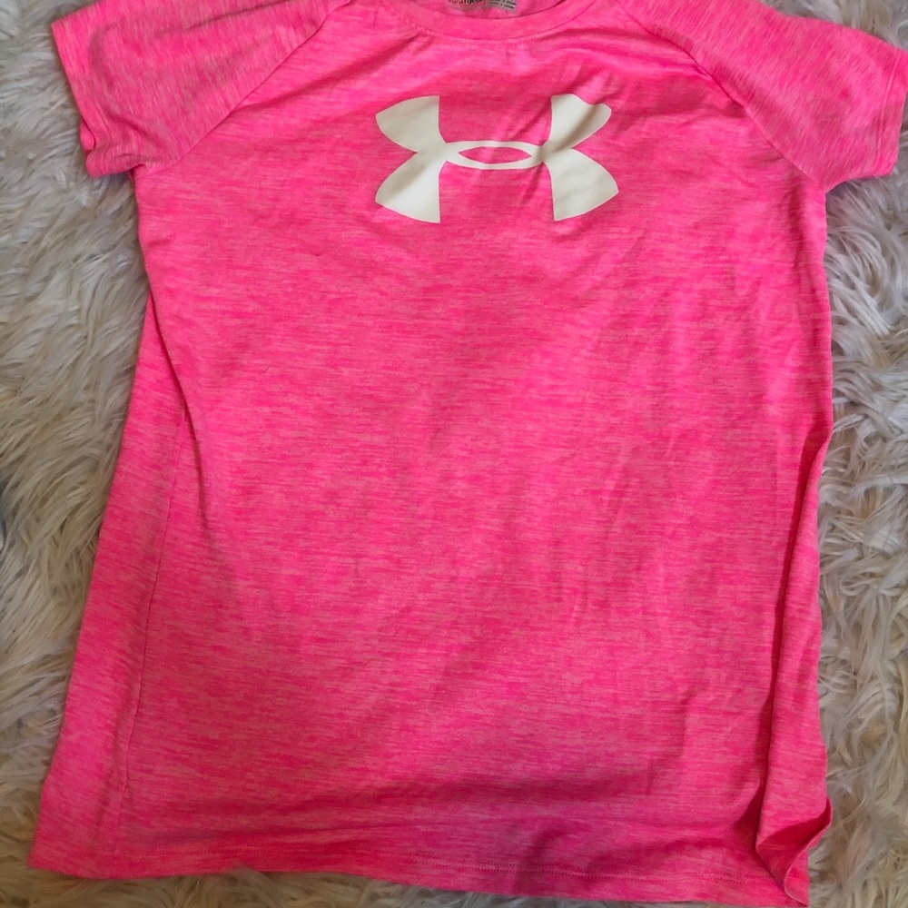 pink under armor workout shirt